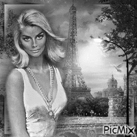 Femme fatale in Schwarz und Weiß in Paris - GIF animé gratuit