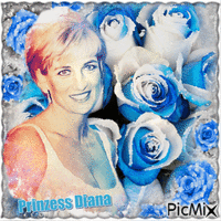 Diana - Blau-weißes Aquarell