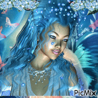 Femme en bleu - GIF animado grátis