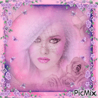 Portrait of a woman(pink and purple) - GIF animé gratuit