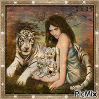 IRIS - Femme et tigre... 🤍🤎🖤 - GIF animé gratuit
