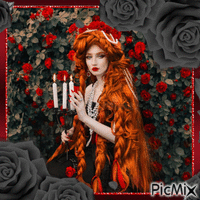 gothic woman with roses