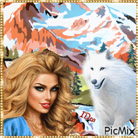 Bellle t le loup  blanc 动画 GIF