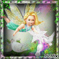 lil angel with her doves...contest - Animovaný GIF zadarmo