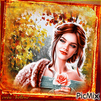 Femme rousse en automne