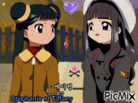Giff Sakura chasseuse de cartes Stéphanie et Tiffany créé par moi animovaný GIF