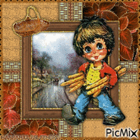{#Vintage Boy Walking Home from Shops#} animovaný GIF