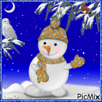 Cheerful snowman animovaný GIF