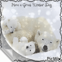 Have a Great Winter Day. Polar bear family - GIF animado gratis