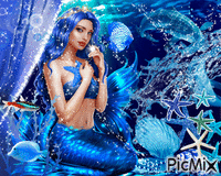 Blue Mermaid Animated GIF