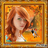 portrait femme rousse - GIF animado gratis
