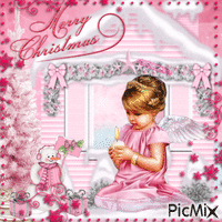 Pink angel for Christmas - Animovaný GIF zadarmo