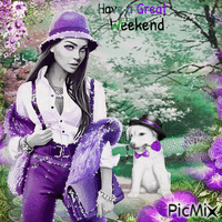 Have a Great Weekend. Woman, dog, - Darmowy animowany GIF