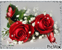 Roses and lillies. GIF animé
