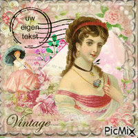 carte postal vintage roses - GIF animé gratuit