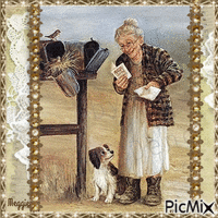 granny at the mail box анимиран GIF