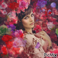 Woman in flowers Animated GIF