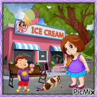 Pause glace avec maman Animated GIF
