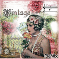 Vintage Music Woman - Gratis animeret GIF