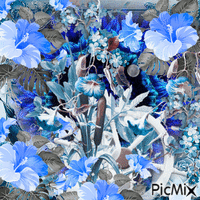 Contest! fleur  bleue - GIF animé gratuit