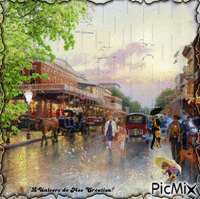 rue de la ville sous la pluie анимированный гифка