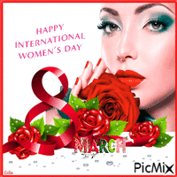 8. March. Happy International Womens Day - 無料のアニメーション GIF