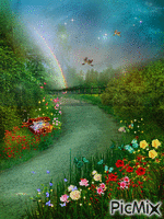 flowery path - GIF animado gratis