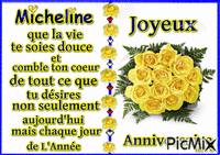 joyeux anniv Micheline 2 mars - GIF animé gratuit