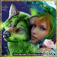GREEN WOLF LADY - Бесплатный анимированный гифка