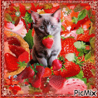 Strawberry 🍓 Kitty - GIF animado gratis