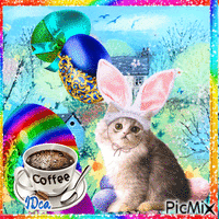 Le lapin vous apporte le café κινούμενο GIF