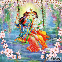 Radha Krishna in Spring - Bezmaksas animēts GIF