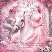 Fantasy woman horse pink