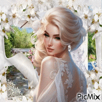 Portrait d'une femme blonde rêveuse - Animovaný GIF zadarmo