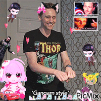 Catboy Tom Hiddleston Gangam Style GIF animata