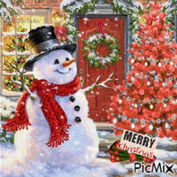 Snowman-Merry Christmas анимирани ГИФ