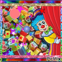 colorful clown GIF animado