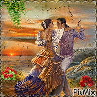 Tango Romantique sur la Plage au coucher de Soleil