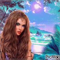 Mermaid at the beach Animated GIF