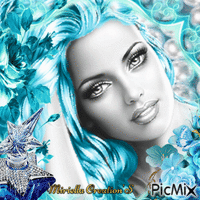 Contest!Femme glamour - Blanc et bleu - Ingyenes animált GIF