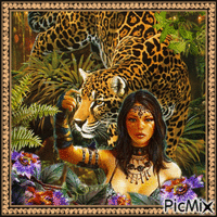 Frau und Leopard - GIF animate gratis