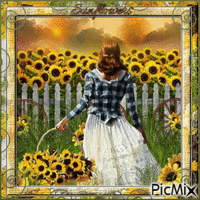 Woman in Sunflowers