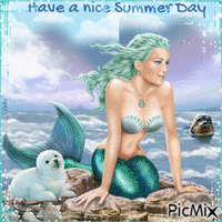 Have a nice Summer Day. Seals and mermaid