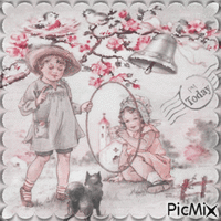 vintage postcard pastel - GIF animé gratuit