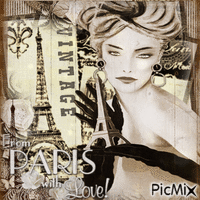 From Paris, With Love!" vintage - Brown tones - Animovaný GIF zadarmo