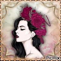 Concours : Portrait de femme avec une fleur dans les cheveux geanimeerde GIF