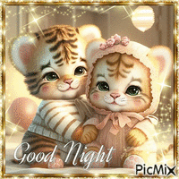 Good night Cute Tigers - Darmowy animowany GIF