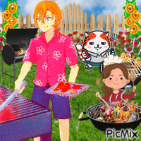 Chuuya doing some backyard Grillin アニメーションGIF