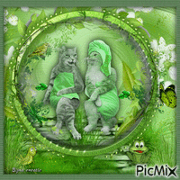 Green and cat(s)