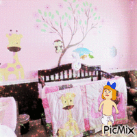 Baby in bedroom GIF animé